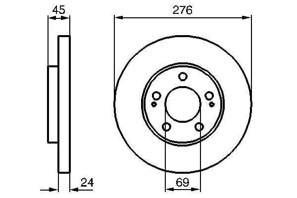Fren Diski. Ön. 276 /24-22.4 Mm . Hava Kanallı Bosch 0986479035