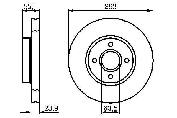 Fren Diski. Ön. 283 /24-22.5 Mm . Hava Kanallı Bosch 0986478814