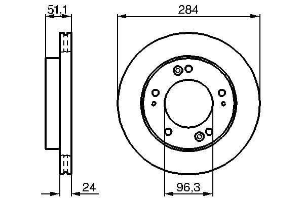 Fren Diski. Ön. 284 /24-22.4 Mm . Hava Kanallı 0986479127 Bosch 0986479020