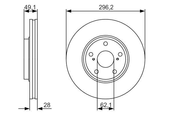 Fren Diski. Ön. 296.2 Mm / 28.1-26 Mm Hava Kanallı Bosch 0986479R28