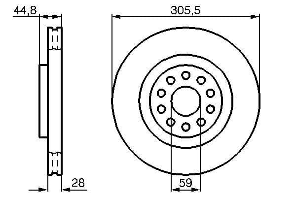 Fren Diski. Ön. 305.0 /28.0-26.0 Mm Bosch 0986478963