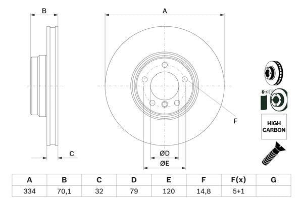 Fren Diski. Ön. 334.0 /32.0-30.4 Mm Bosch 0986478623