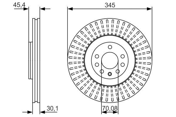Fren Diski. Ön. 344.8 Mm / 3.1-27 Mm . Yüksek Karbon Alaşımlı. Hava Kanallı Bosch 0986479A24