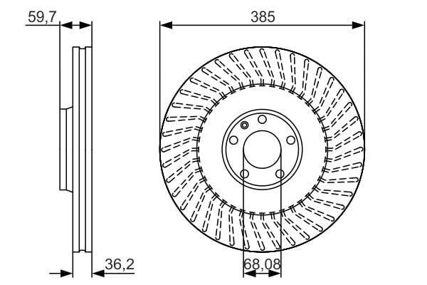 Fren Diski. Ön. 384.8 Mm / 36.2-33.5 Mm Hava Kanallı. Yüksek Karbon Alaşımlı Bosch 0986479A31