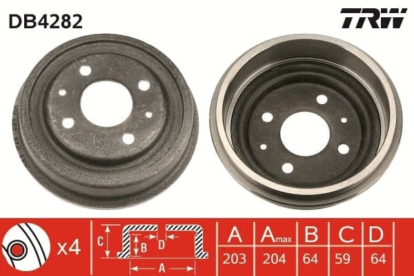 Fren Kampanası Arka Aks Ford Courıer Box Body/Mpv F3l-F5l -Courıer Box Body/Mpv J5- J3 -Courıer Pi Ckup-Fıesta Hatchback Van Fvd -Fıesta Hatchback Van Jv - Trw Db4282