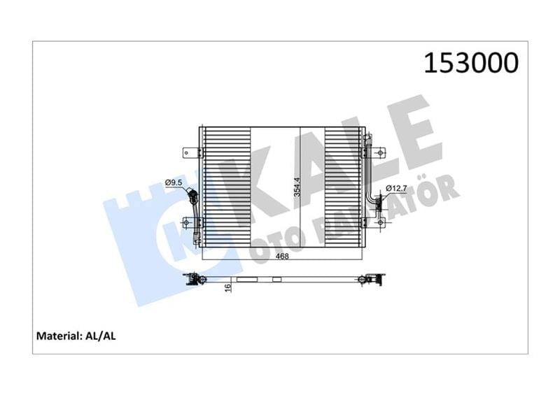 Klima Kondenseri Albea 1.2-1.6 445X350x16 1 Sıra Alb Sistem Kale 010Abc030