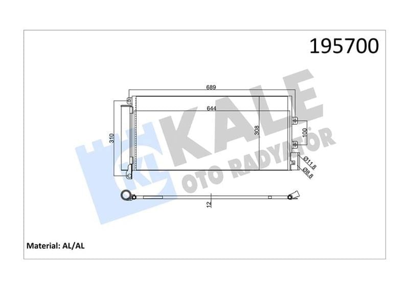 Klima Kondenseri Lınea 1.3 Jtd 628X305x12 1 Sıra Alb Sistem Kale 010Abc060