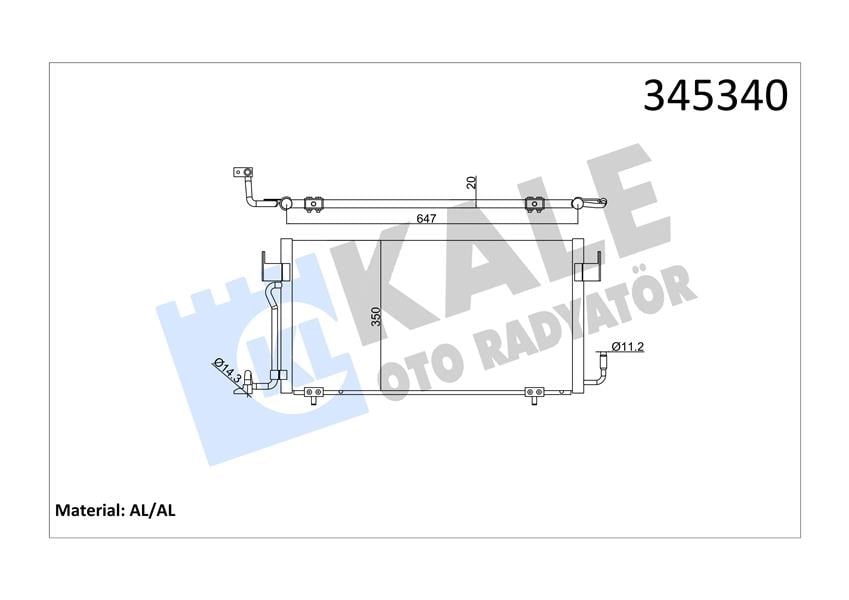 Klima Kondenseri Partner 96>Berlıngo 96> Xsara 97-00 1.8D-1.9D 648X328x16 Al/Al Kale 345340