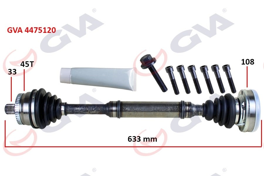 Komple Aks Sağ Abs Li A4-Passat 1.8T 96-01 45 Diş 633Mm Gva 4475120