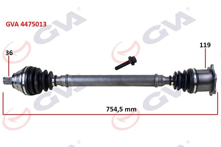Komple Aks Sağ Caddy-Golf5-Jetta-Passat 1.9-2.0 Tdi 03-09 754.5Mm Gva 4475013