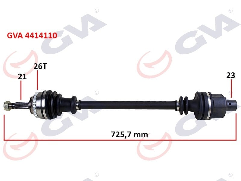 Komple Aks Sağ Clıo Iı 1.4İ 16V 98-05 Abs Li 26Diş 726Mm Gva 4414110