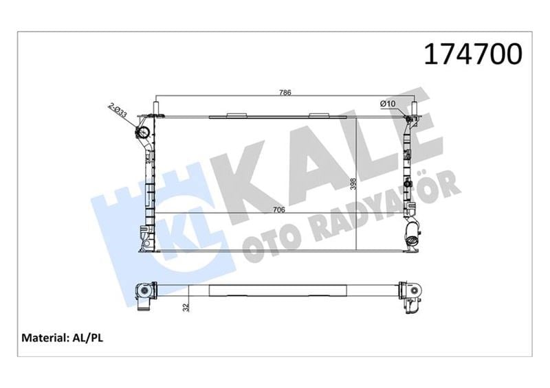 Motor Su Radyatoru Connect 1.8Tdcı 75Ps 90Ps 110Ps 02>Klımalı 2 Sıra Al Pl Kale 0224292Al