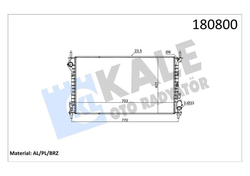 Motor Su Radyatoru Connect 1.8Tdcı 03>06 Ya Da 09>13 Klımalı Kale 0222301Ab