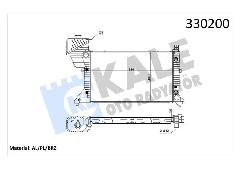 Motor Su Radyatoru Mercedes Sprınter B901>B904 96>06 Klımalı Kale 0915031Ab