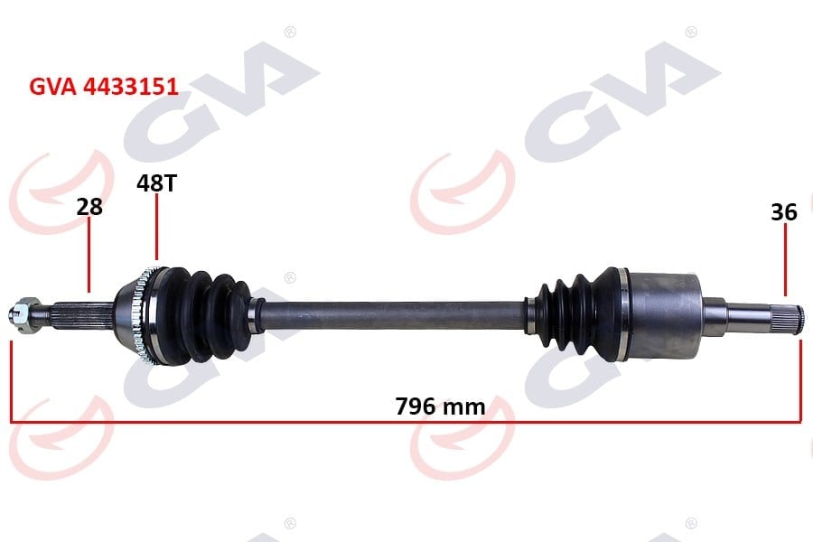 On Aks Sol Komple Transıt V347 V348 2.2Tdcı 130Ps 06 > O.Ceker Uzunluk: 796Mm Abslı 48 Dıs Gva 4433151
