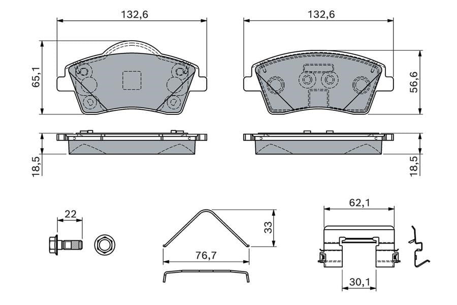 Ön Balata Volvo Xc40 1.5T3 2019 > 2.0 D3 D4 T2 T4 T5 B4 B5 >2018 > 16 Jant Bosch 0986460141