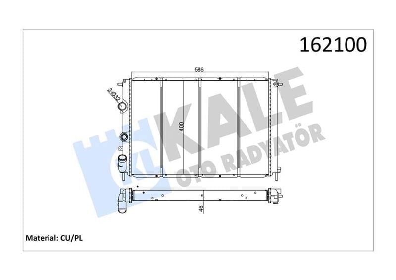 Radyatör 2 Sıra Cu Pl Megane Scenıc 1.9Tdı Kale 0547472Pa