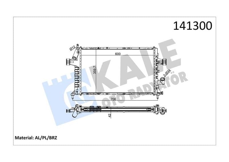 Radyatör Astra G 1.7D 2 Sıra Alb Sistem Kale 2503022Ab