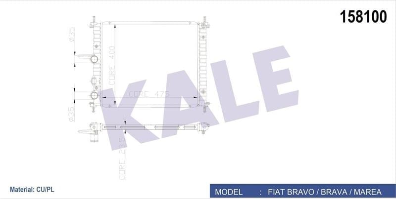 Radyatör Bravo-Brava-Marea 1.4İ-1.6İ 1 Sıra Cu Pl Sistem Kale 0130271Pa