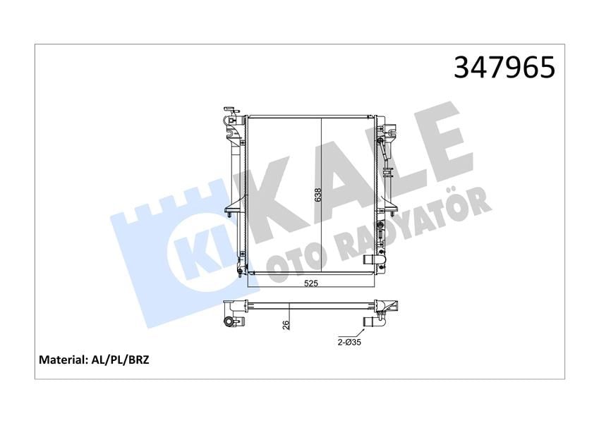 Radyatör Brazing L200 07 > Mek. 525X638x26 Kale 347965