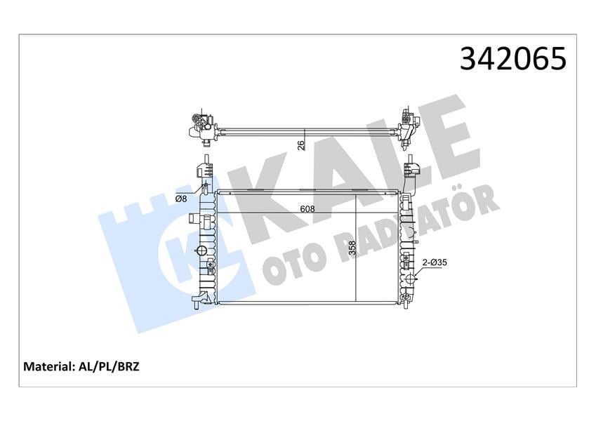 Radyatör Opel Merıva 1.7 Cdtı 03-10 Al-Pl-Brz Ac Kale 342065