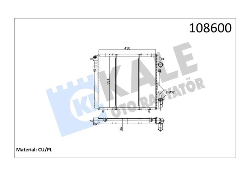 Radyatör R19 1.4 Gtd-1.6 Karbüratörlü 2 Sıra Cu Pl Sistem Kale 0509042Pa