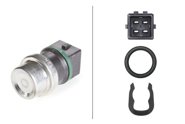 Soğutucu Akışkan Sıcaklık Sensörü.12V.Siyah.Siyah.Yeşil.Ntc Sensörü.4-Kutuplu.Audi/Seat/Skoda/Vw Hella 6Pt009107461