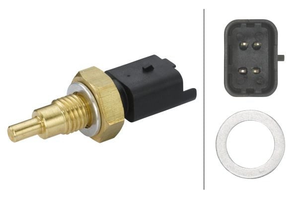 Soğutucu Akışkan Sıcaklık Sensörü.12V.Ntc Sensörü.4-Kutuplu.Alfa Romeo/Ferrari/Fiat/Lancia Hella 6Pt009309581