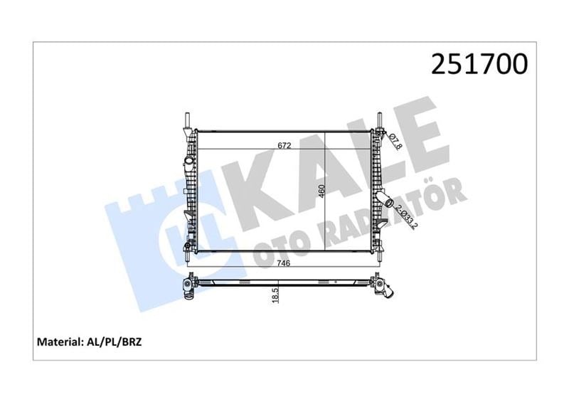 Su Radyatörü Ford Transit 06> 2.2-2.4 Tdci Klimasız Kale 0222311Ab