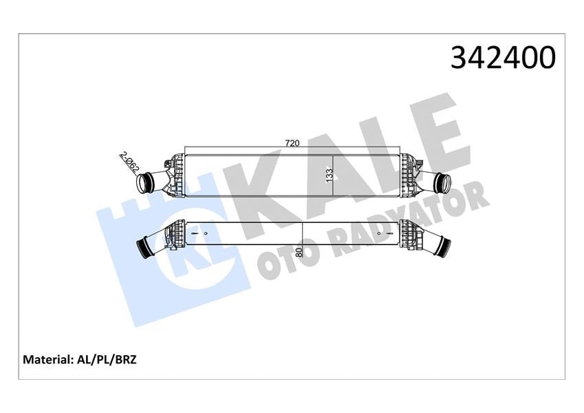 Turbo Radyatörü Intercooler Audı A4-A5-A6-A7-A8-Q5 2.7Tdı-3.0Tdı 08 > 720X134x76 Al-Pl-Brz Kale 342400
