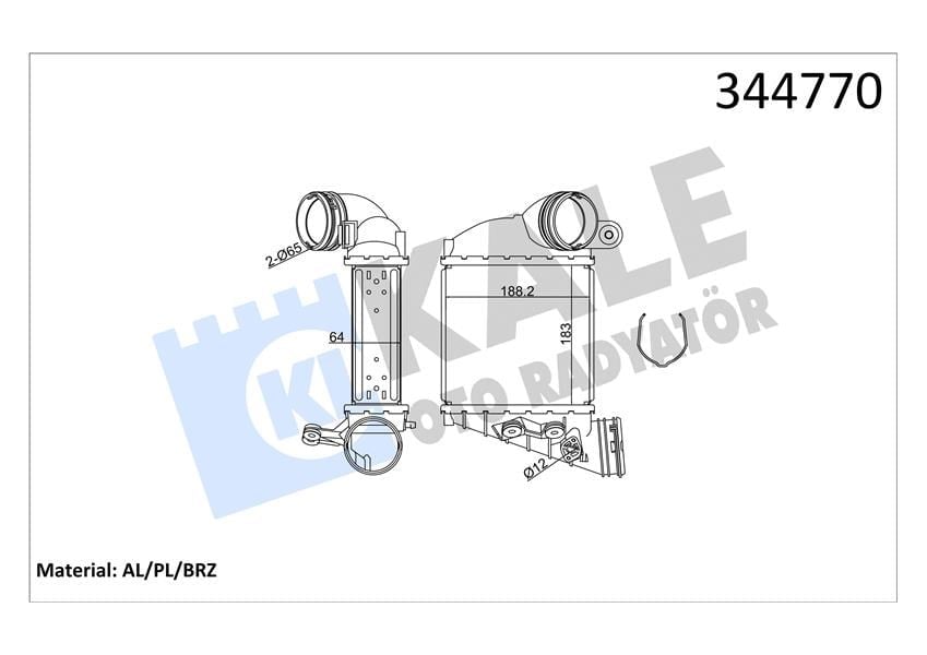 Turbo Radyatörü Intercooler Bora-Golf Iv-A3-Leon-Octavıa 1.9 Tdı Al/Pl/Brz Kale 344770