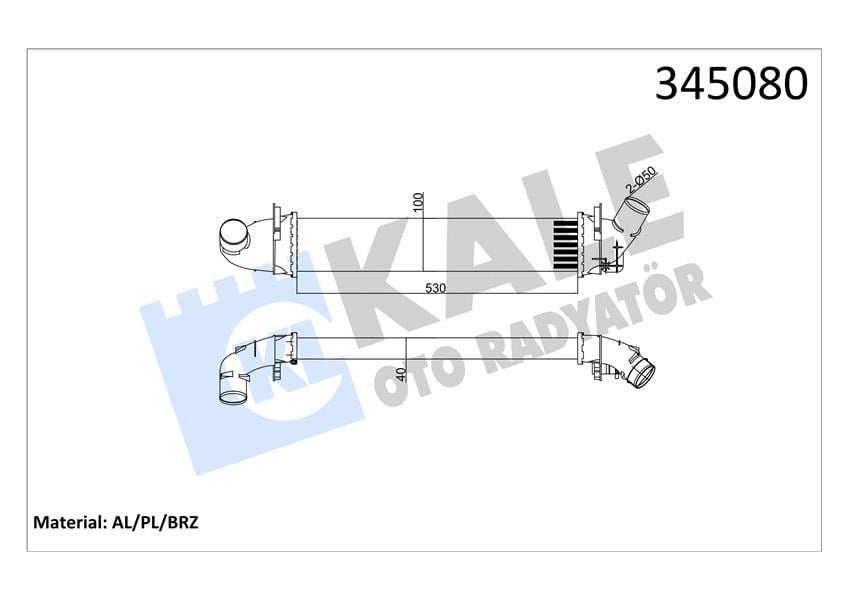 Turbo Radyatörü Intercooler Dacıa Logan 04 > Sandero 08 > 1.5 Dci 654X113x108 Mek. Al/Pl/Brz Kale 345080