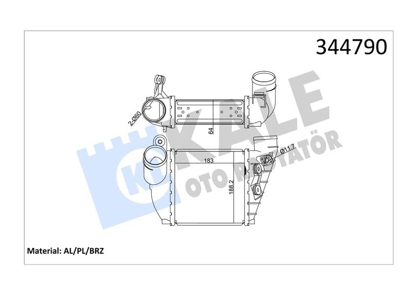 Turbo Radyatörü Intercooler Golf Iv-Leon 99-06 Octavıa 01-06 A3 96-03 1.8T-1.9Tdı Al/Pl/Brz Kale 344790