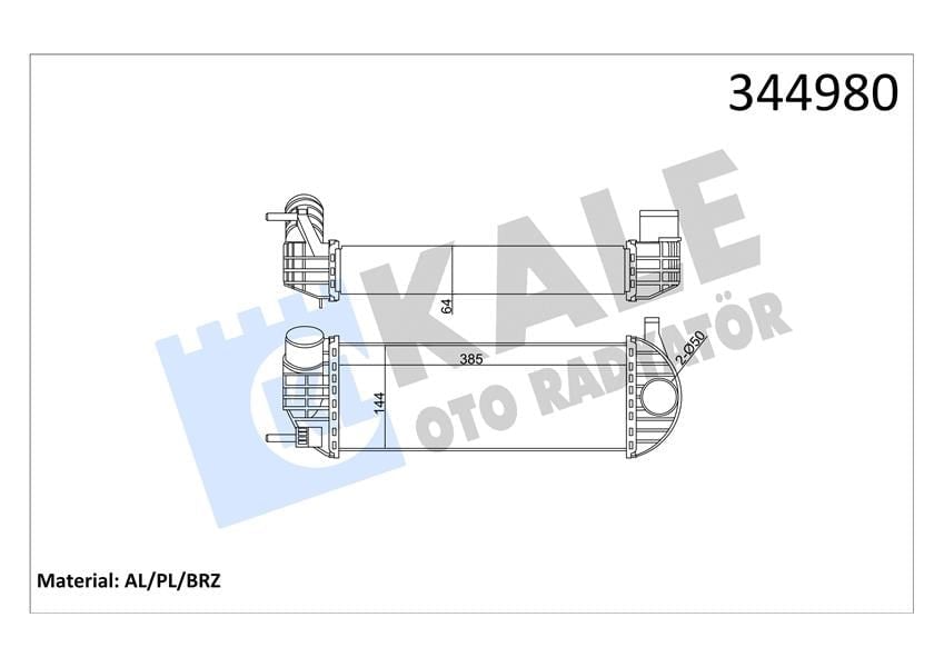 Turbo Radyatörü Intercooler Kng 1.5 Dci 08 > 385X143x64 Al/Pl/Brz Kale 344980