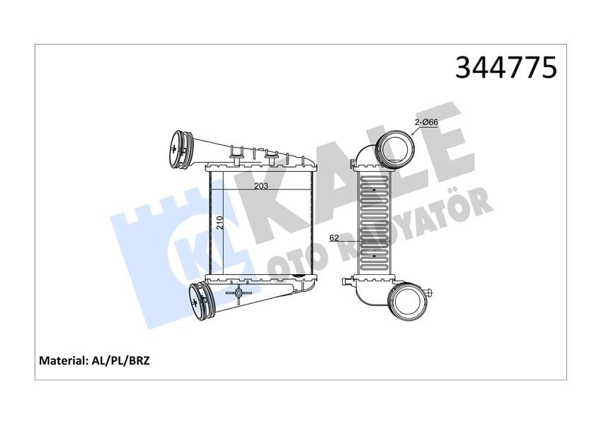 Turbo Radyatörü Intercooler Passat 2.5 Tdi 03-05 Mek/Opsiy.Otom. Al/Pl/Brz Kale 344775