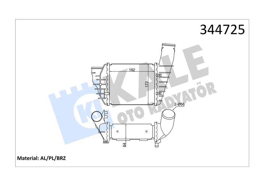 Turbo Radyatörü Intercooler Passat 98-00 -A4 97-01 -Superb 02-03 2.5 Tdi 192X172x62 Al/Pl/Brz Kale 344725
