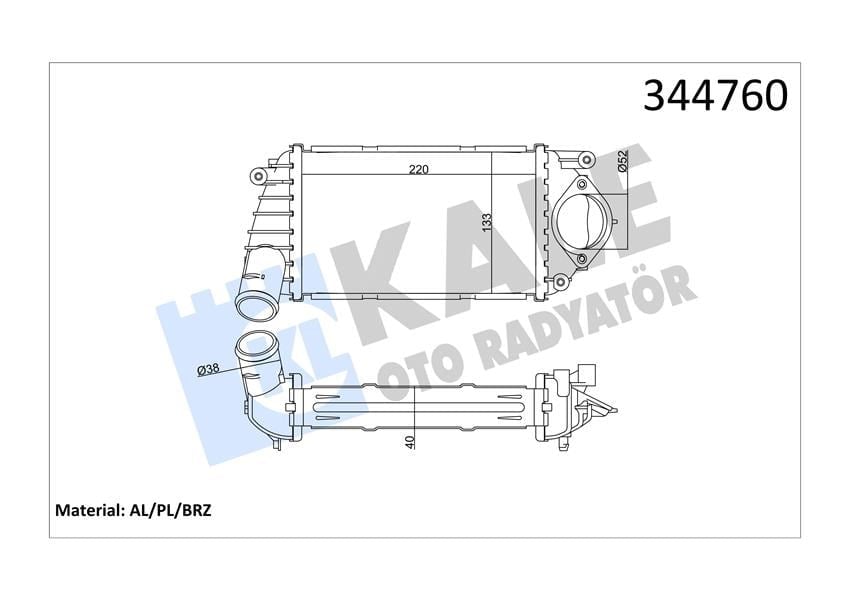Turbo Radyatörü Intercooler Polo 1.4 Tdi 99-01 220X133 Al/Pl/Brz Kale 344760