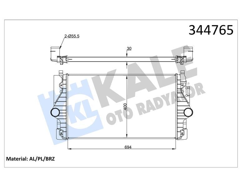 Turbo Radyatörü Intercooler Vw Transporter T4 2.5 Tdi 95-03 694X415x34 Al/Pl/Brz Kale 344765