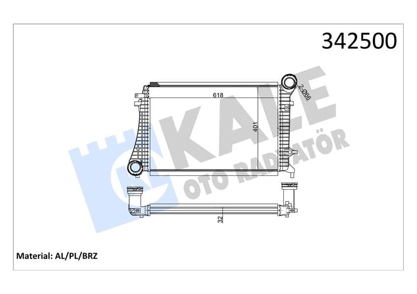 X Turbo Radyatörü Intercooler A3-Caddy Iıı-Golf-Jetta-Octavıa-Superb-Toledo 615X406.6X32 Al-Pl- Kale 342500