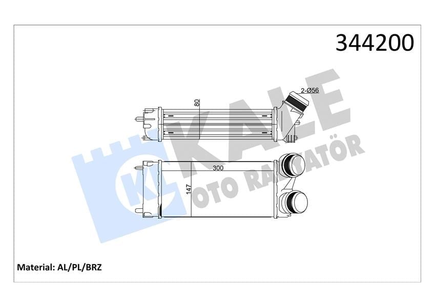 X Turbo Radyatörü Intercooler C4-C4 Pıcasso-P308-P3008-P5008 Al/Pl/Brz 300X147x76 Kale 344200