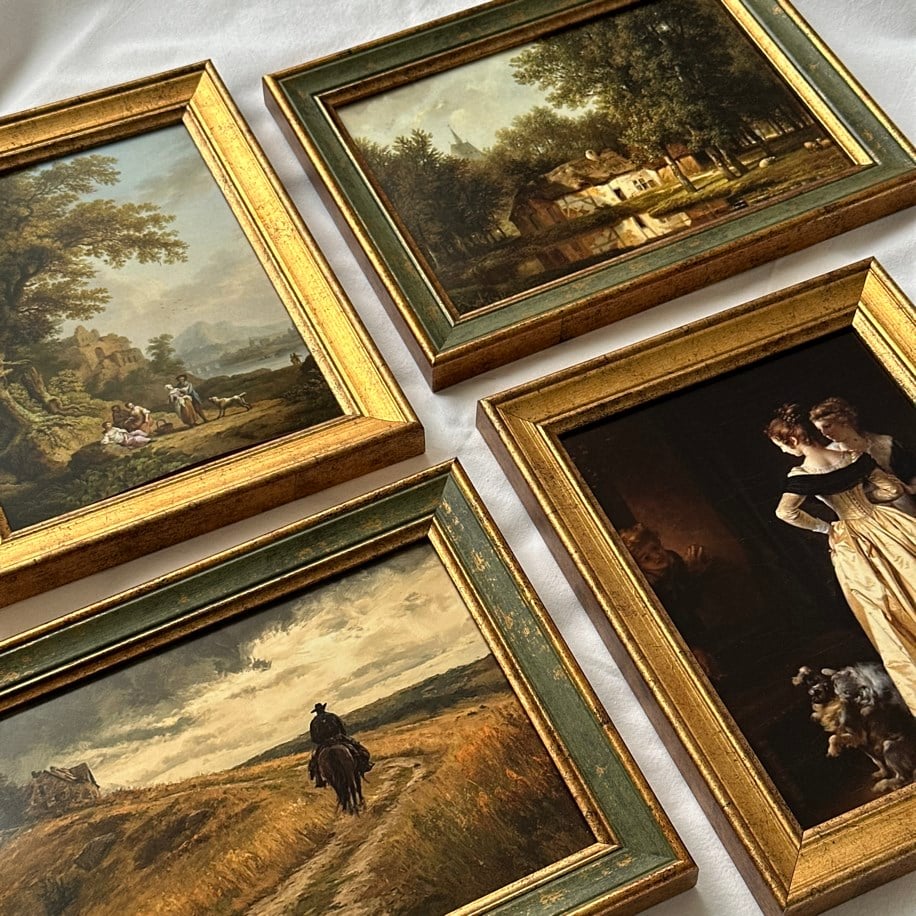 4 Lü Vintage Çerçeveli Tablo Set