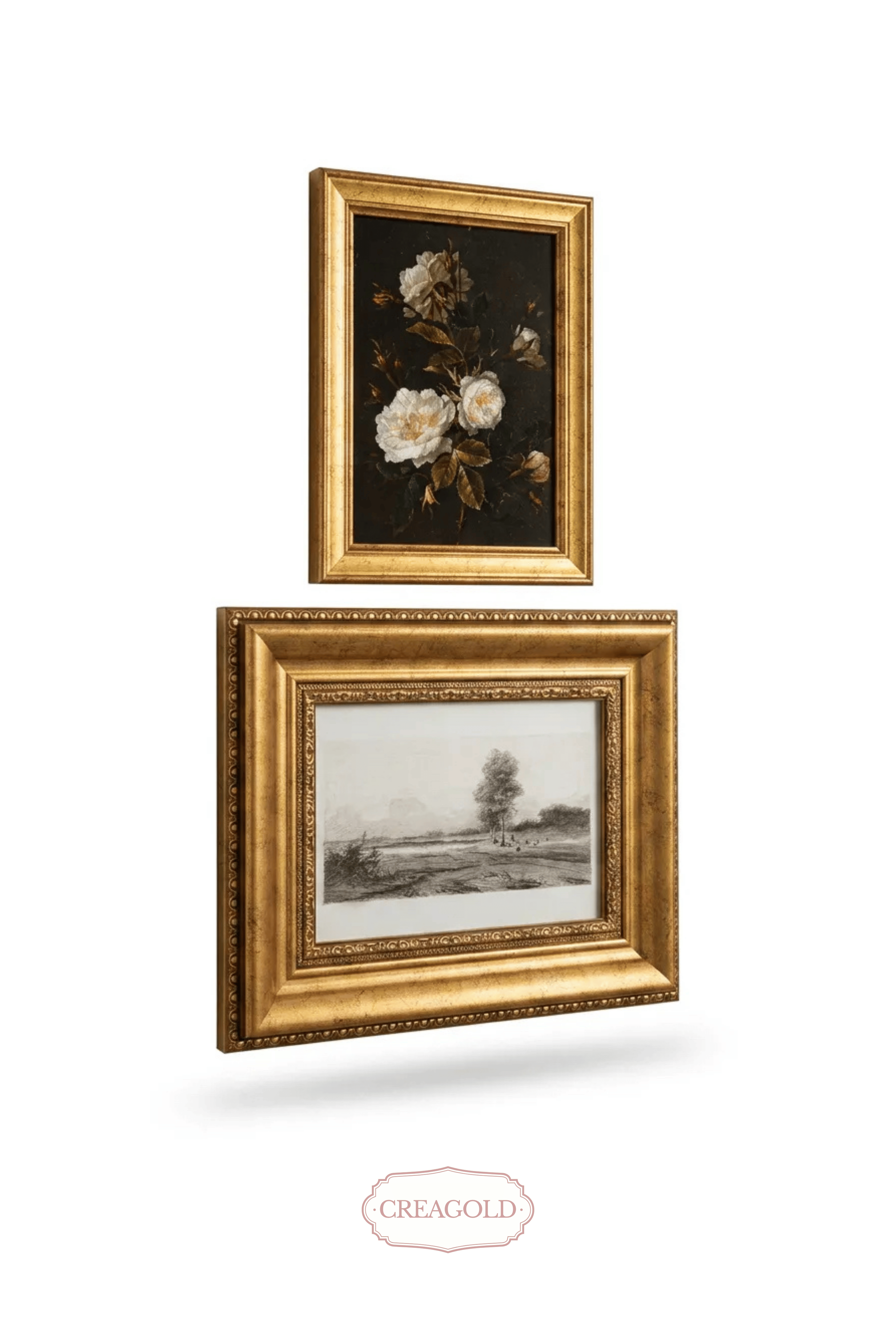 Atelier Blanc – Vintage Gold Çerçeveli 2'li Tablo Seti