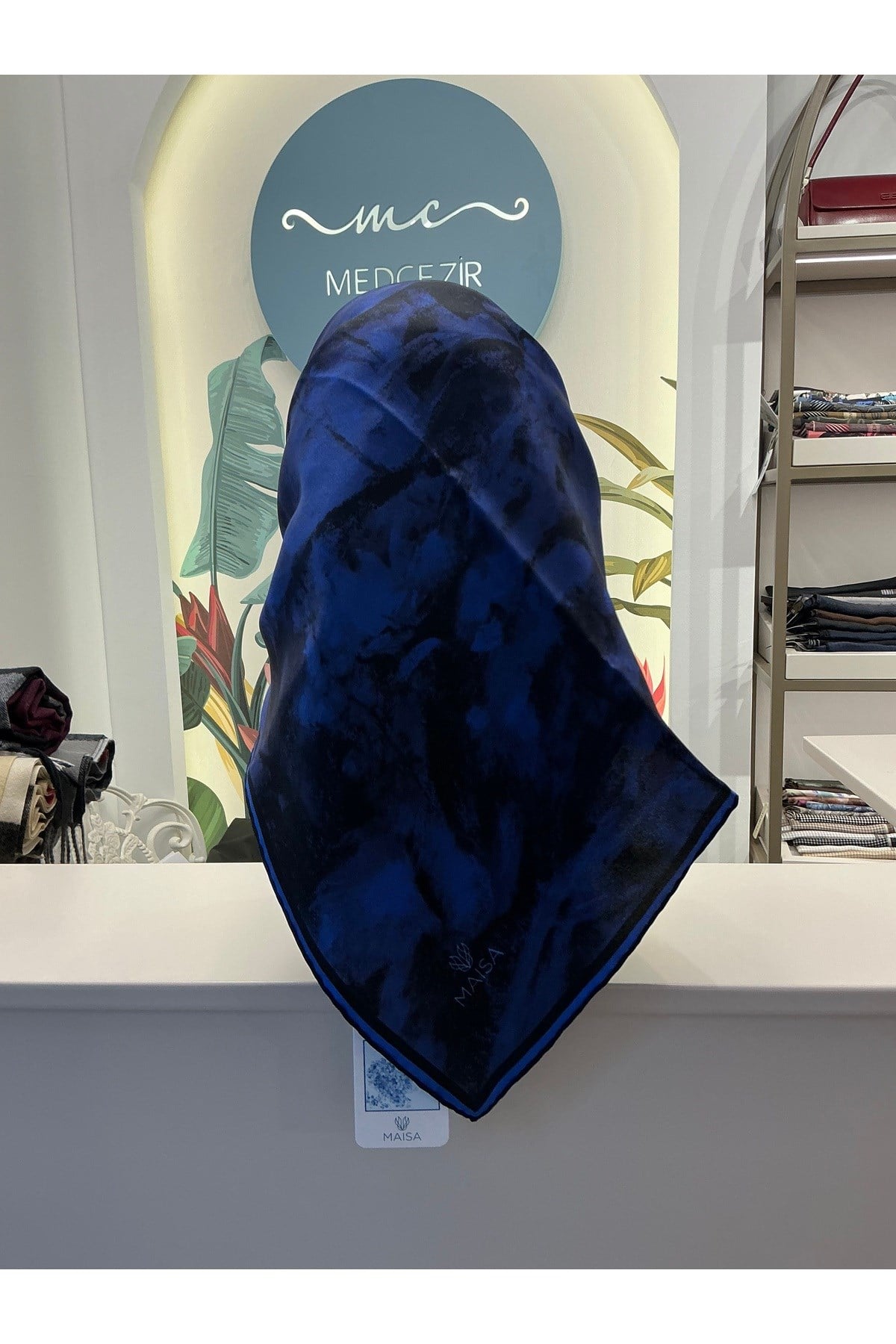 BENNE TİVİL İPEK EŞARP 90*90 CM - SAKS
