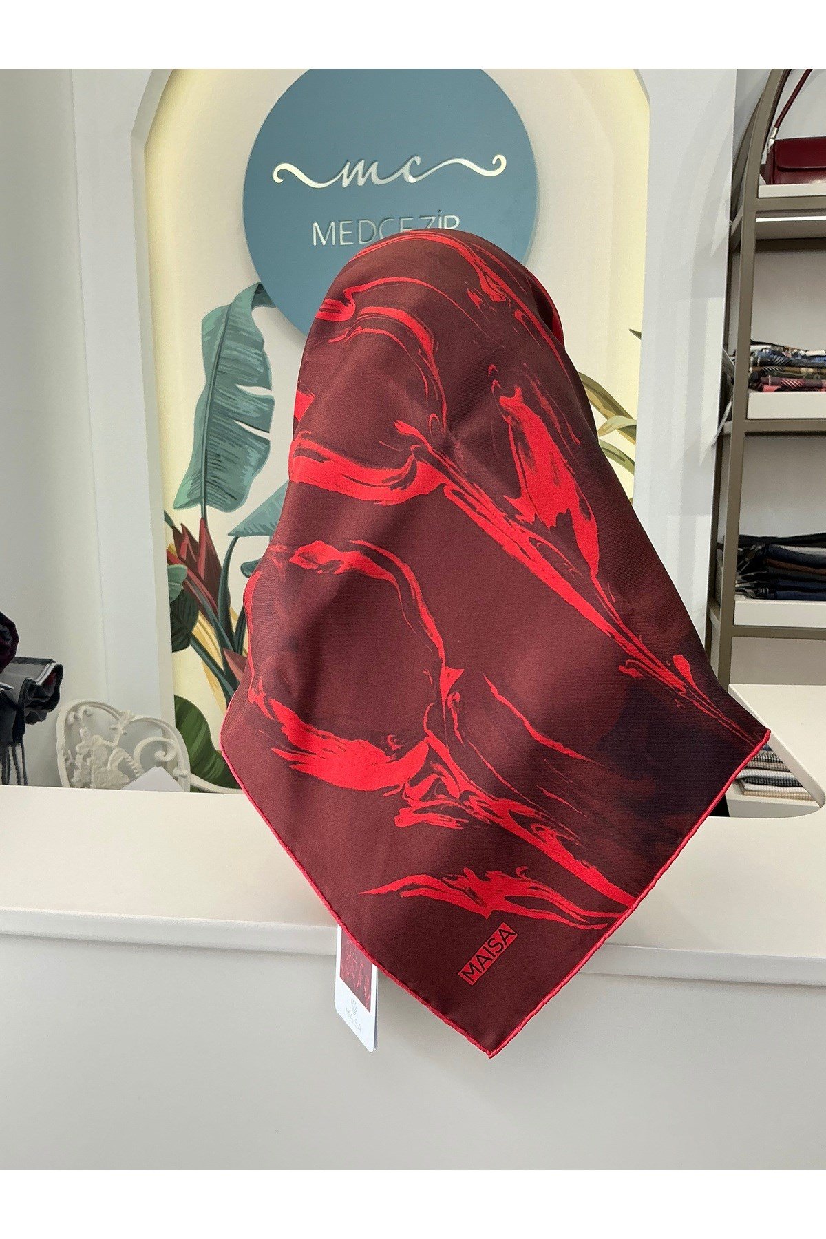 EVA TİVİL İPEK EŞARP 90*90 CM - KIRMIZI