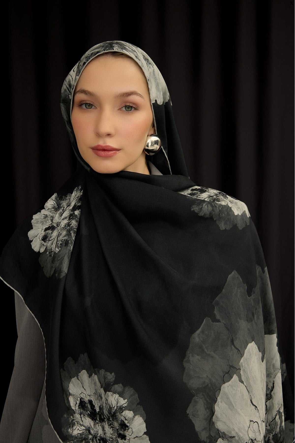 KATRE PAMUK İPEK ŞAL 70*190 CM - SİYAH
