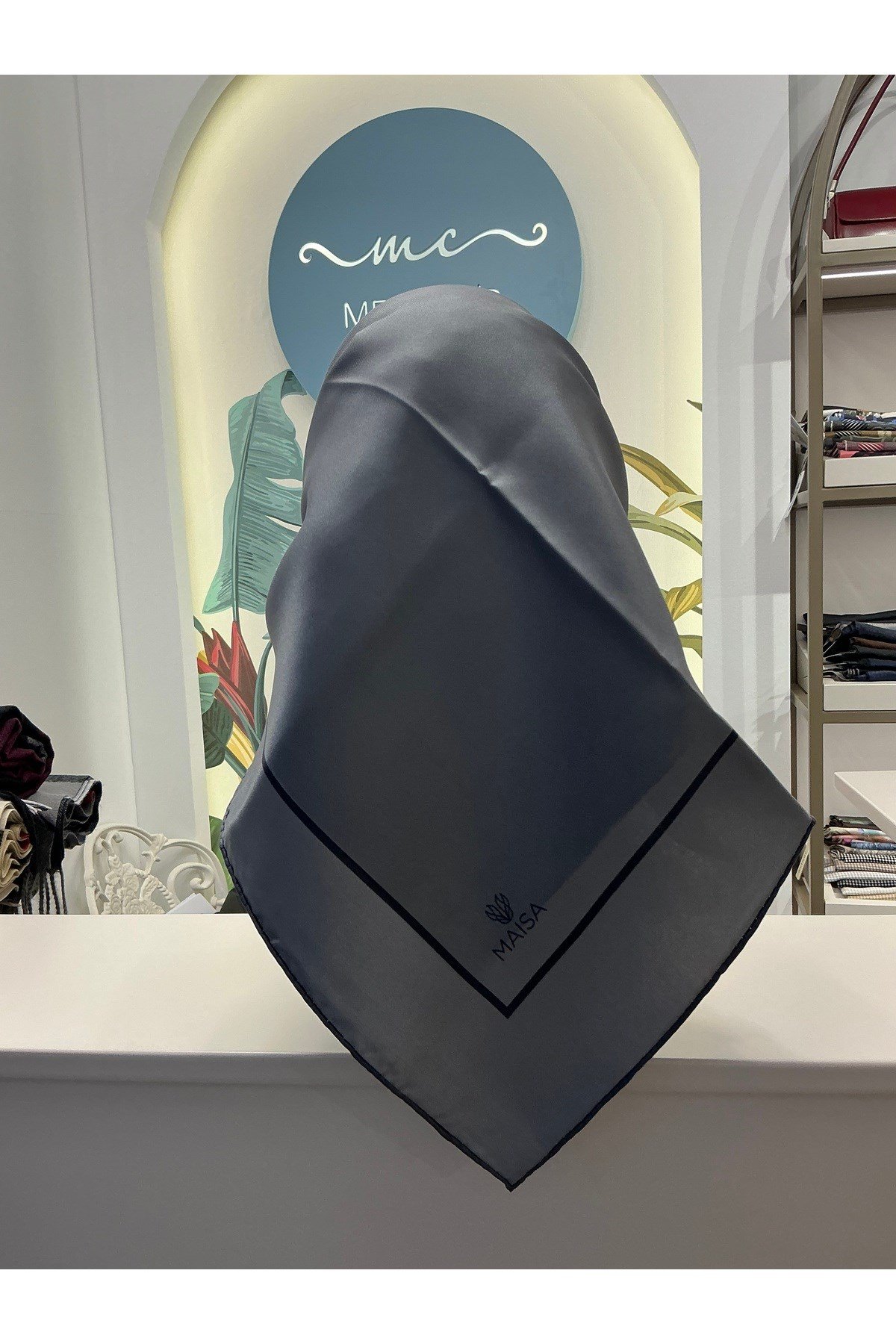 PAK TİVİL İPEK EŞARP 90*90 CM - KOYU GRİ