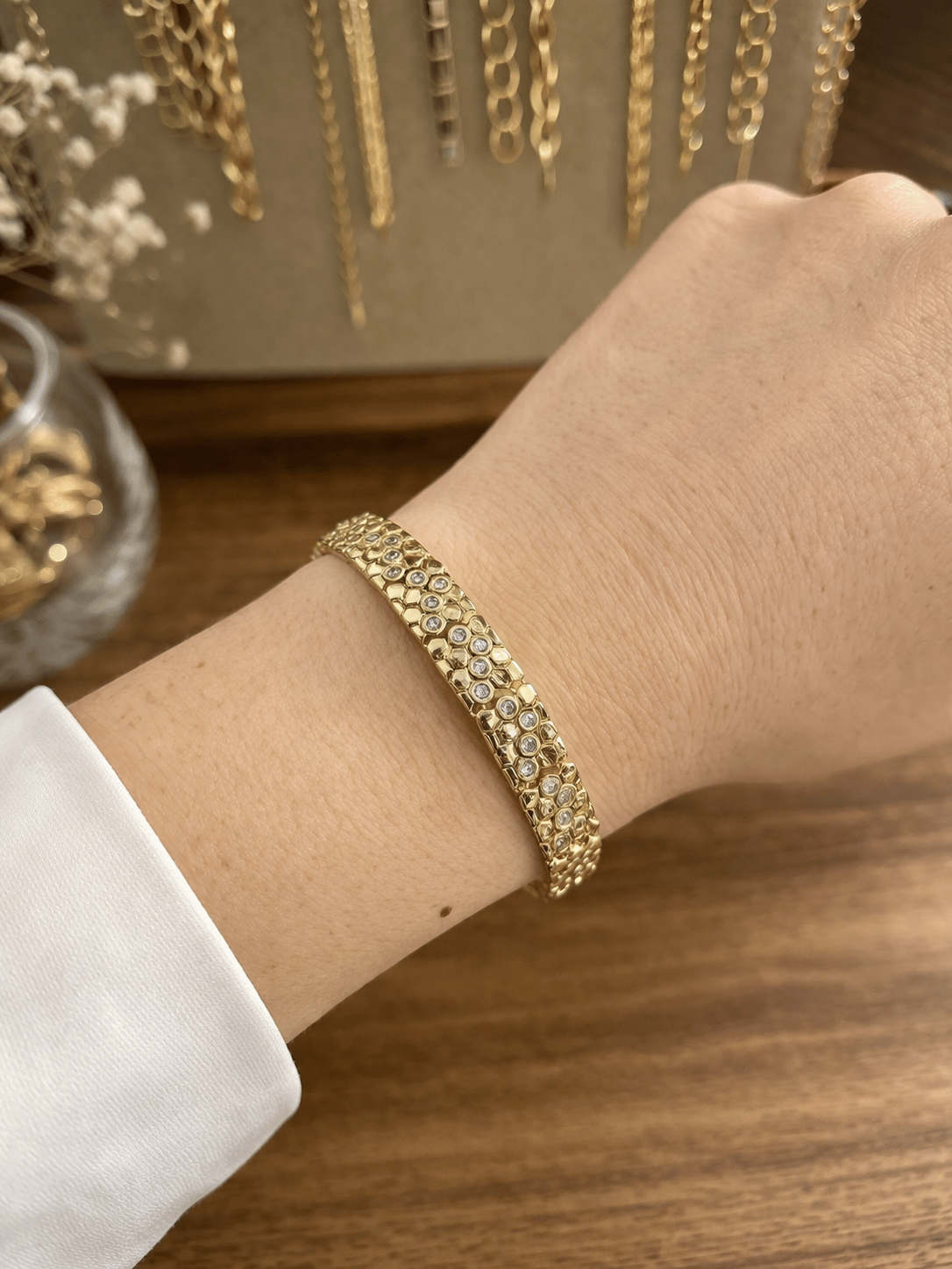 14K ALTIN KAPLAMA PETEK MODEL BİLEKLİK