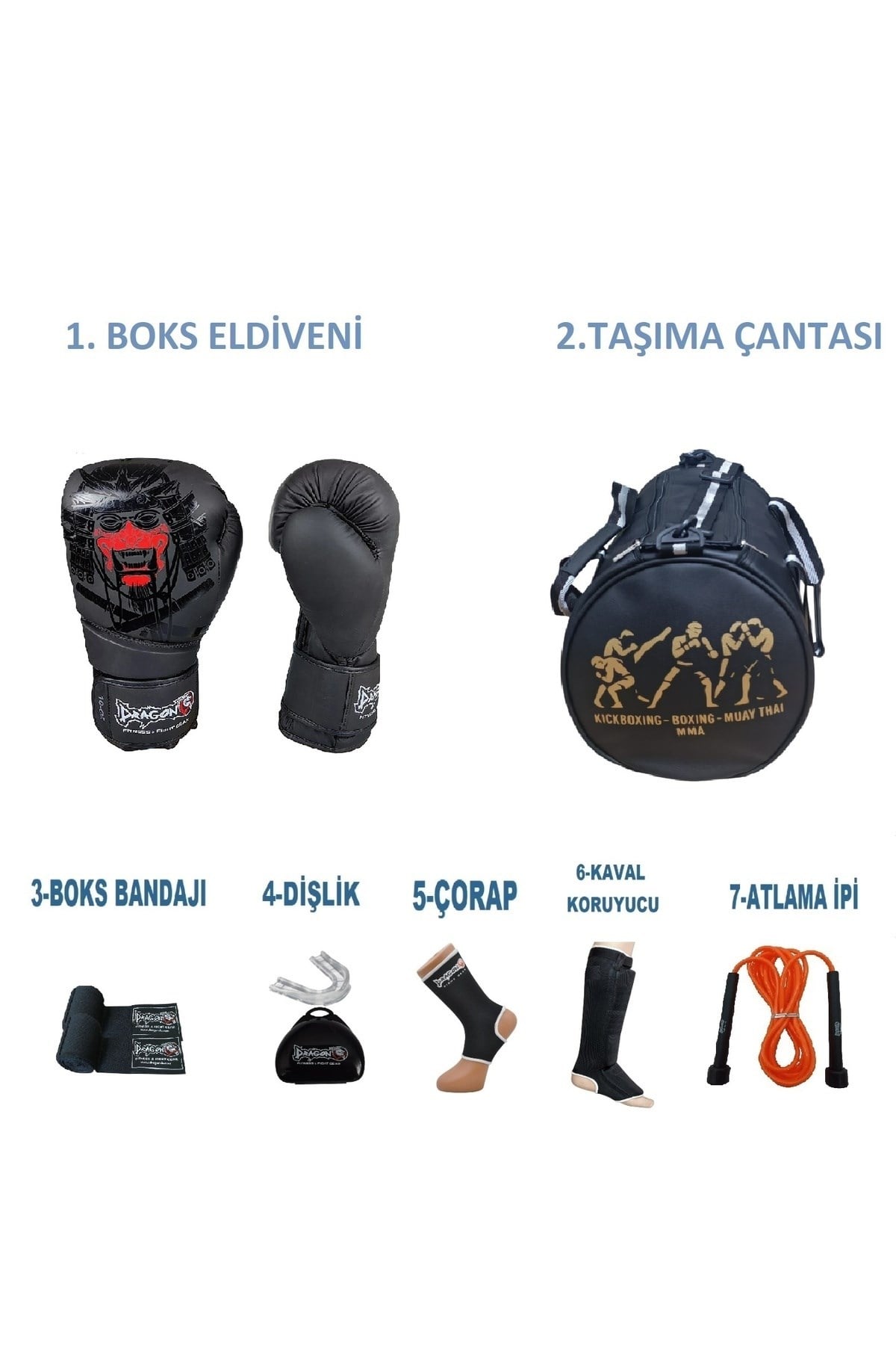 Gifttoom, Kıck Boks Sporcu Çantalı antrenman Seti Boxing Gloves, Dragon Yakuza Boks Eldiveni seti