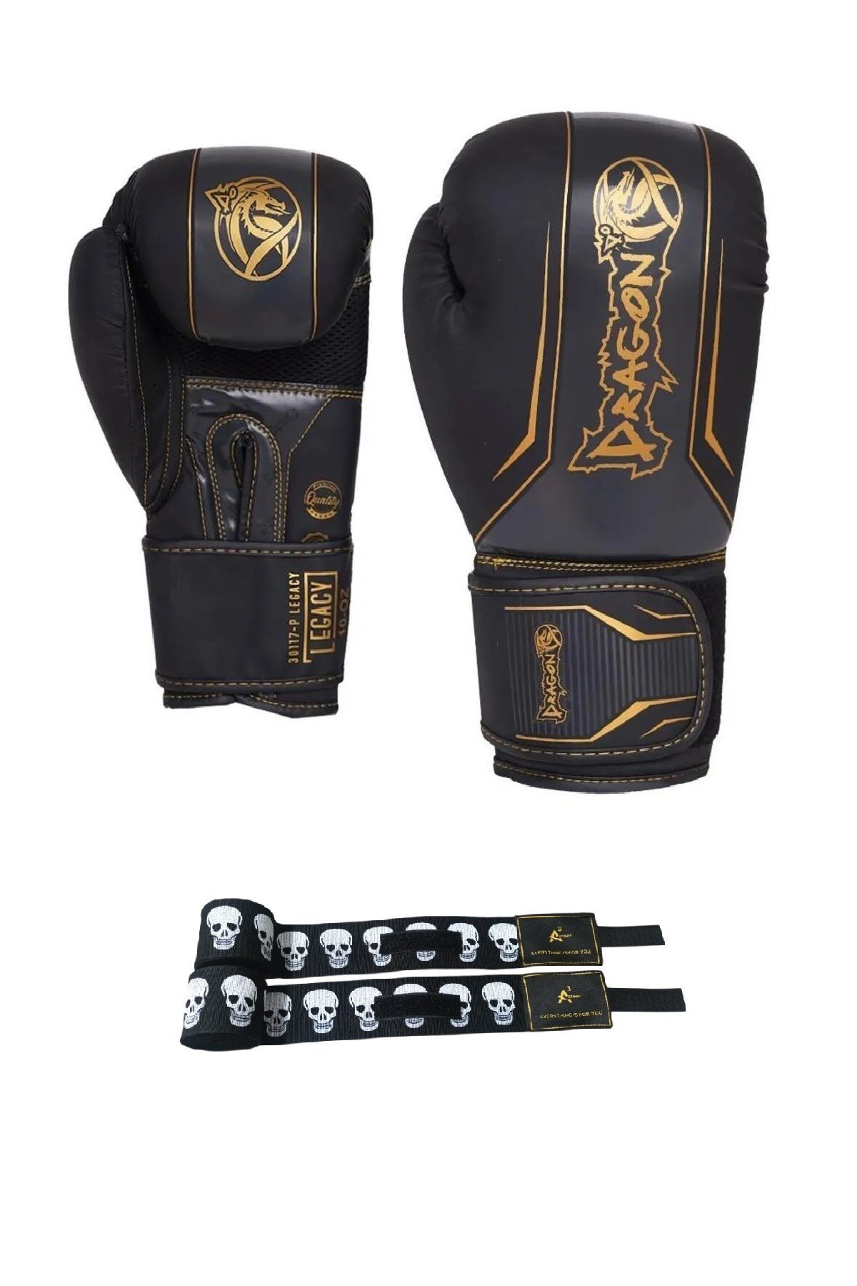 Legacy Kick Boks Eldiveni Boks Eldiveni A3store Kurukafa Baskılı Bandajlı 2'li set
