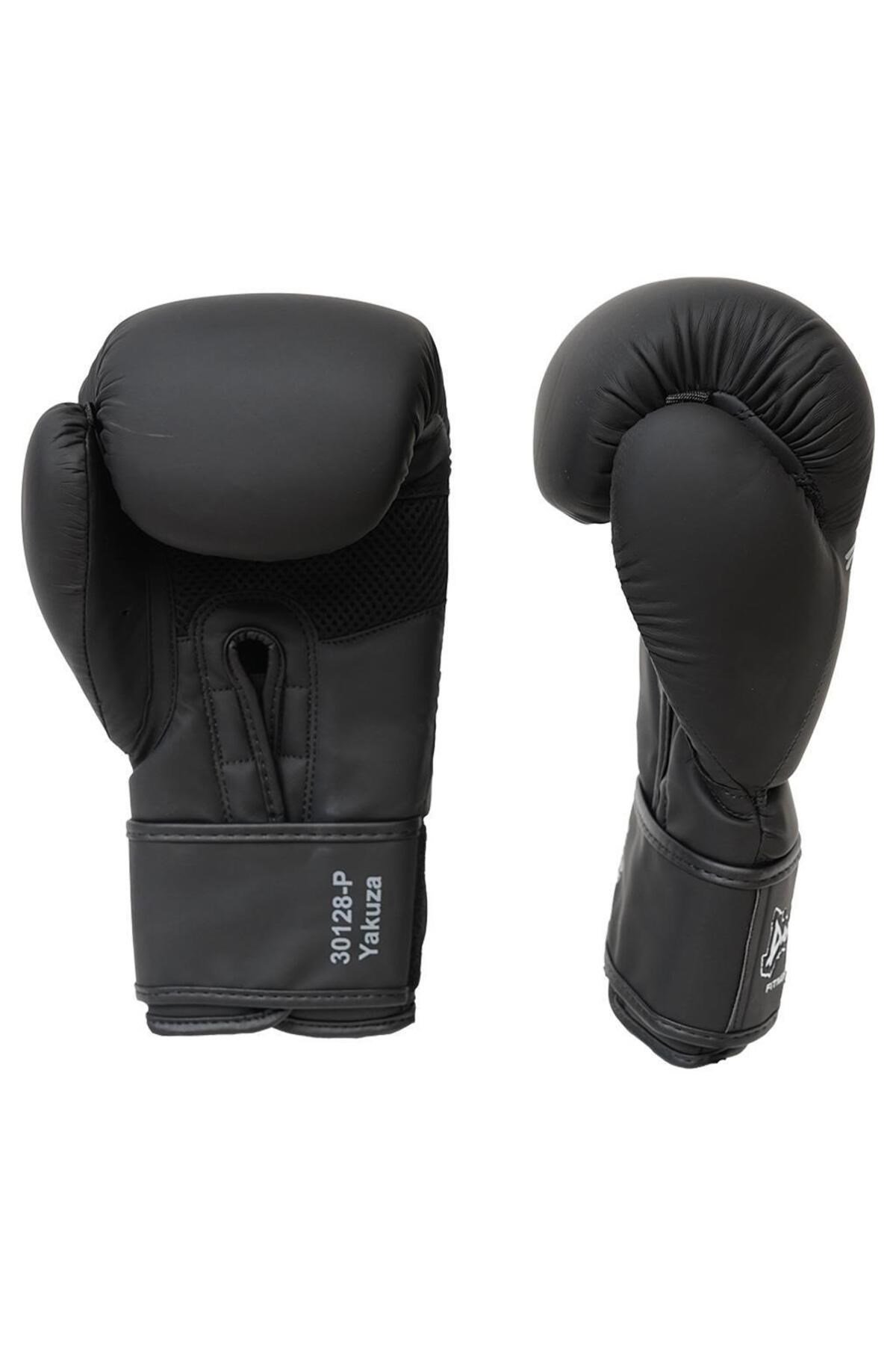 Siyah 30128-p Yakuza Kick Boks Eldiveni, Muay Thai Boxing Gloves Suni Deri